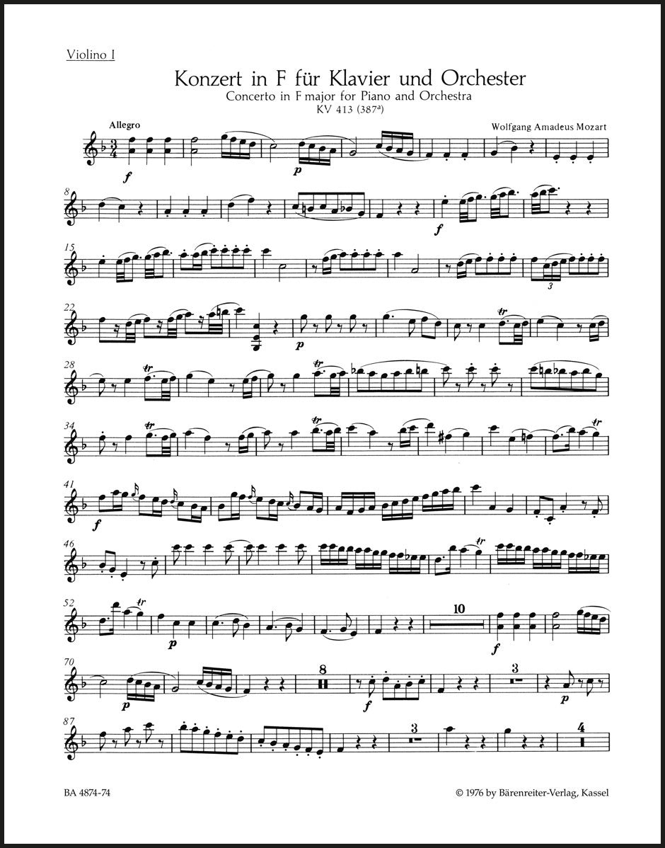 Mozart: Piano Concerto No. 11 in F Major, K. 413 (387a)