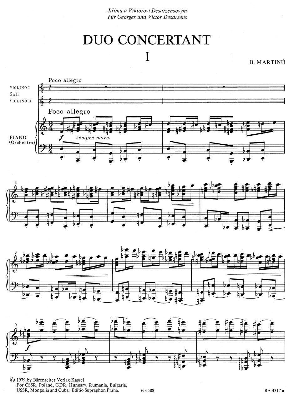 Martinů: Duo Concertant for 2 Violins and Orchestra