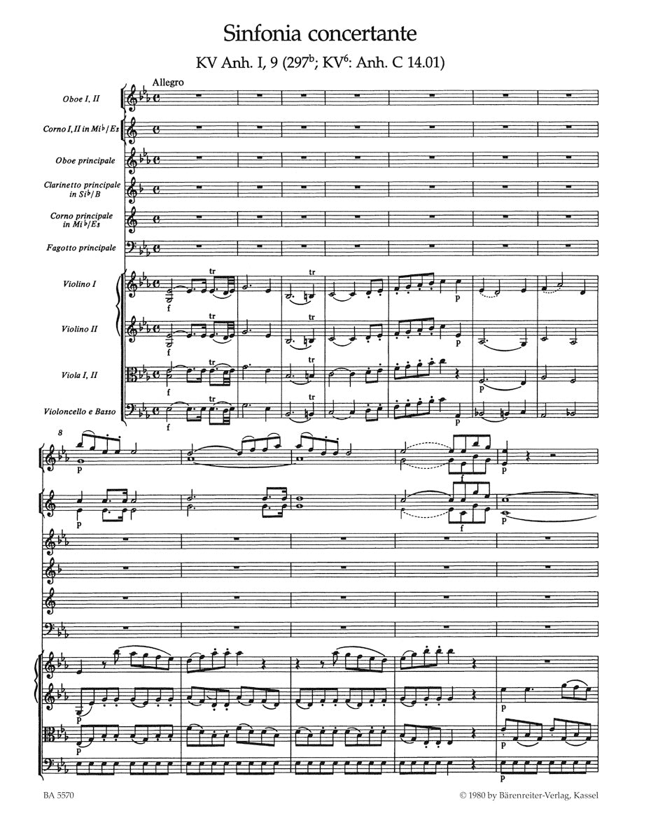 Mozart: Sinfonia concertante for Oboe, Clarinet, Horn, Bassoon and Orchestra in E-flat Major K. Anh. I,9 (297b)