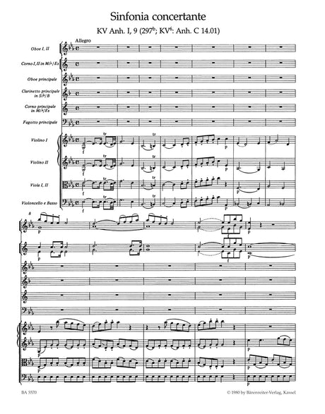 Mozart: Sinfonia concertante for Oboe, Clarinet, Horn, Bassoon and Orchestra in E-flat Major K. Anh. I,9 (297b)
