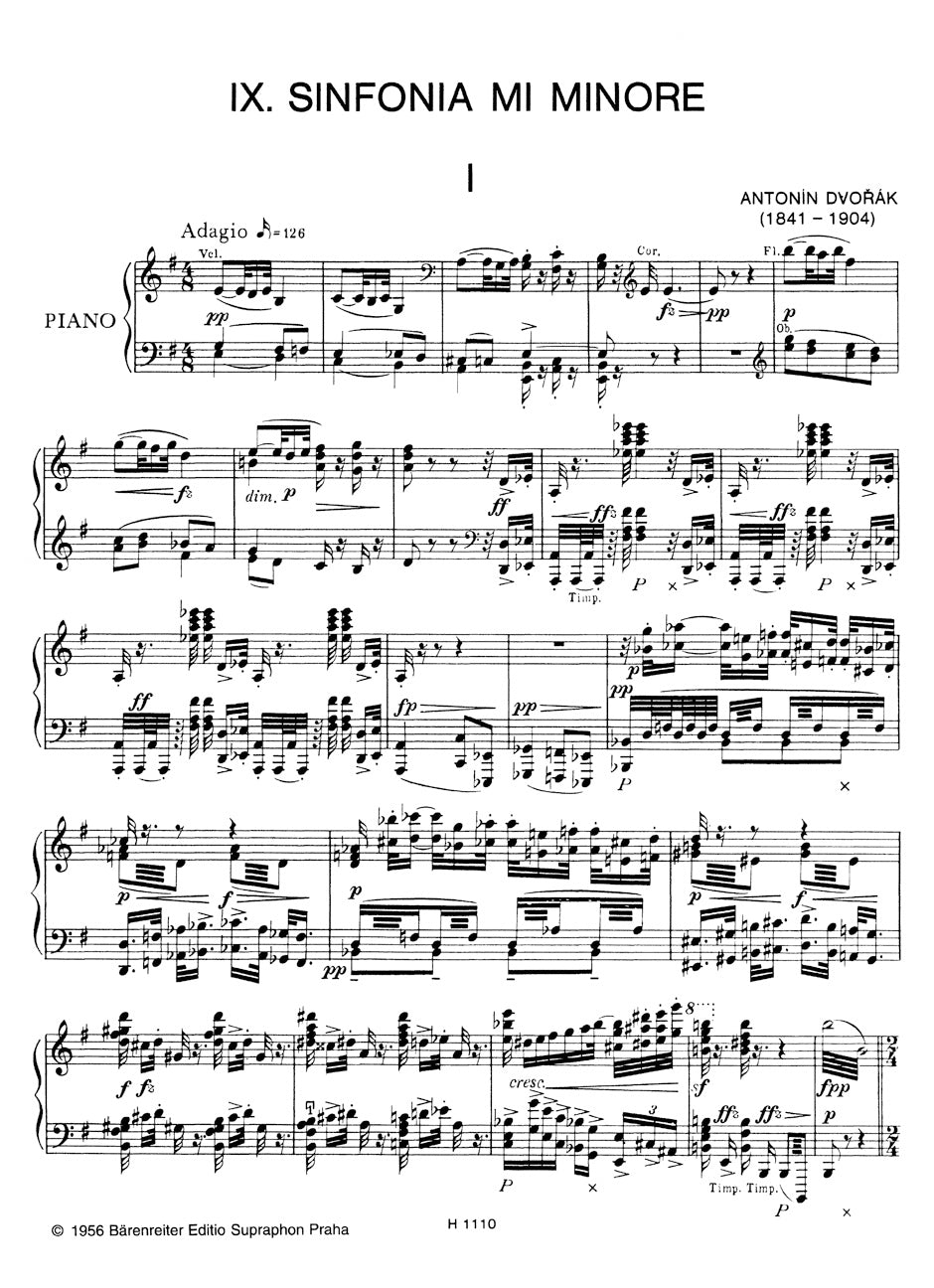 Dvořák: Symphony No. 9 in E Minor, Op. 95 (arr. for piano)