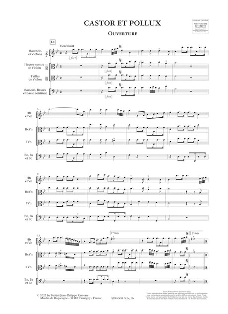 Rameau: Symphonies from Castor et Pollux, RCT 32A-B