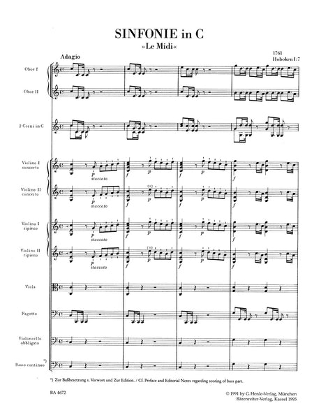 Haydn: Symphony in C Major, Hob.I:7