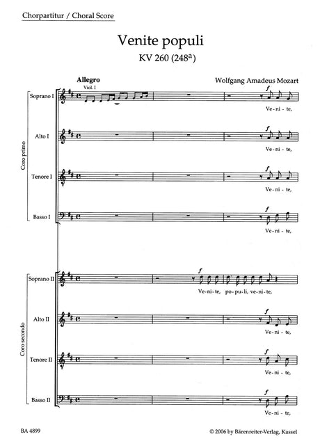 Mozart: Venite populi, K. 260 (248a)