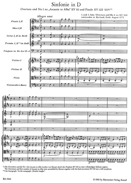 Mozart: Symphony in D Major, K. 111 & 120 (111a)