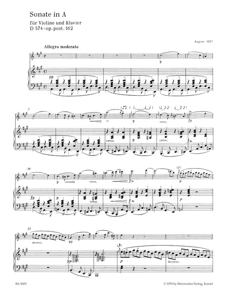 Schubert: Violin Sonata in A Major, Op. posth. 162, D 574