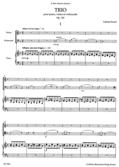 Fauré: Piano Trio in D Minor, Op. 120, N 194