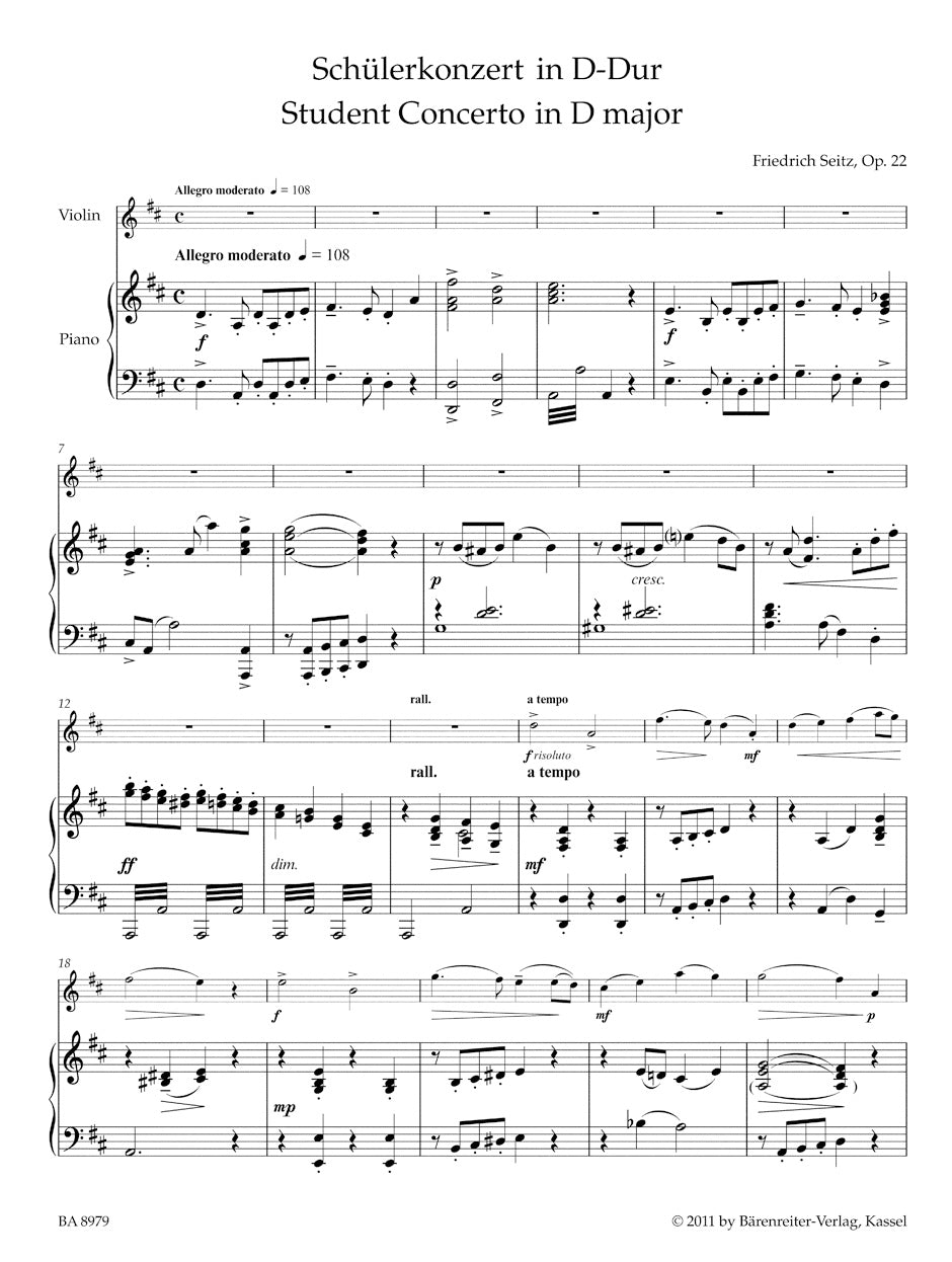 Seitz: Student Concerto No. 5 in D Major, Op. 22