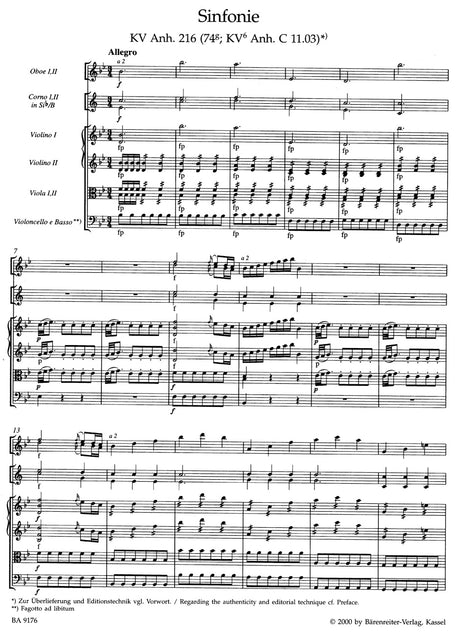 Mozart: Symphony in B-flat Major, K. Anh. 216 (74g)