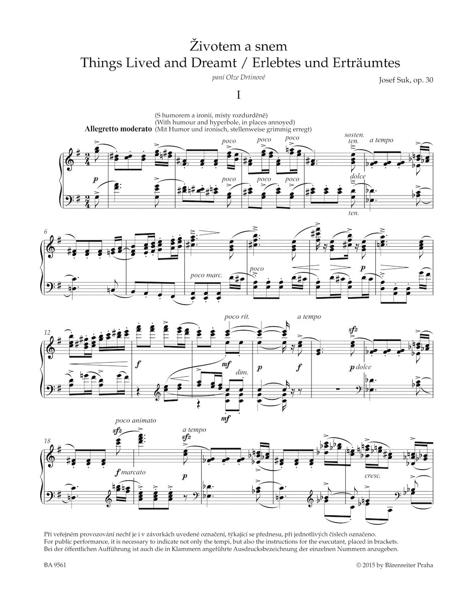 Suk: Things Lived and Dreamt, Op. 30