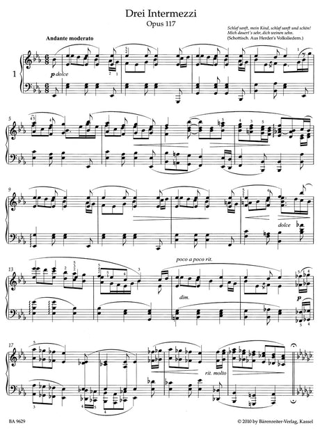 Brahms: 3 Intermezzi, Op. 117