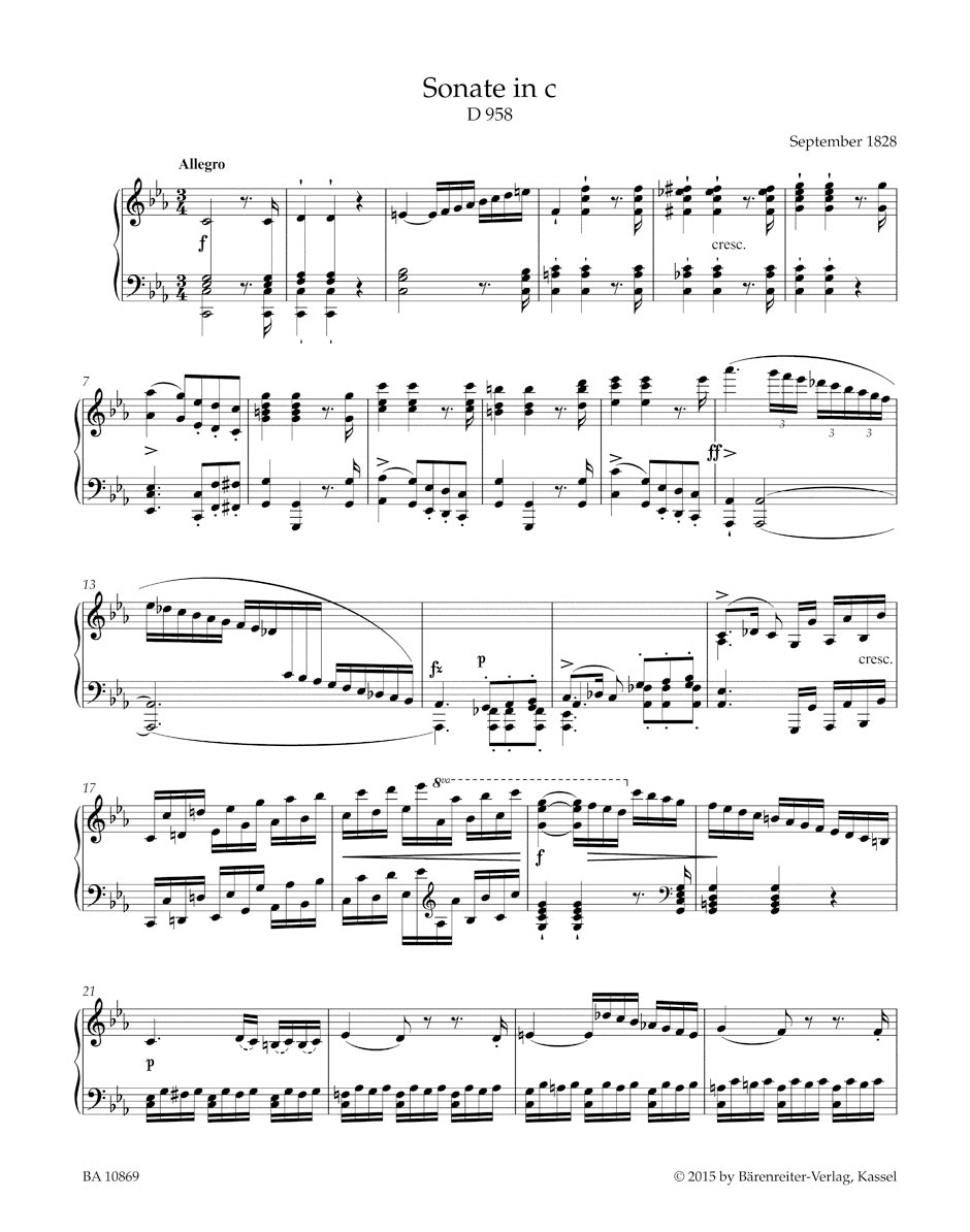 Schubert: Piano Sonata in C Minor, D 958