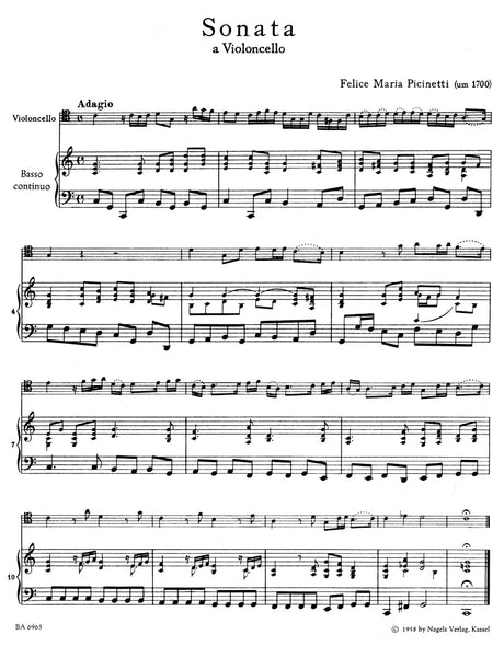 Picinetti: Cello Sonata in C Major